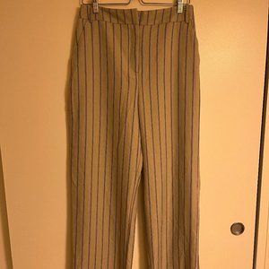Cream and Black Pinstripe Dress Pants, Size M